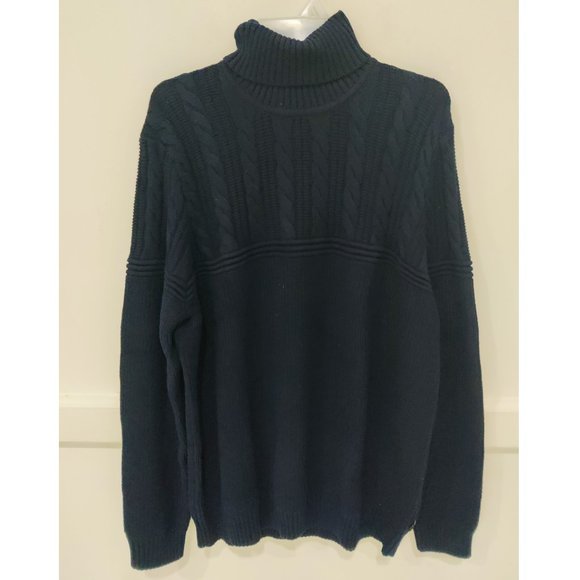 NWT Ted Baker London ROLLY Chunky Knit Roll Neck Sweater Navy Sz 3XL $240 3C512